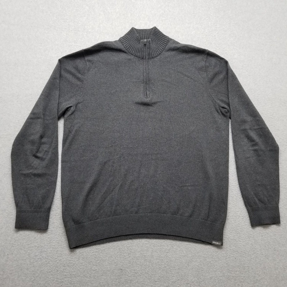 Eddie Bower Sweater Mens Large‎ Gray Long Sleeve Pullover Mock Neck Zip